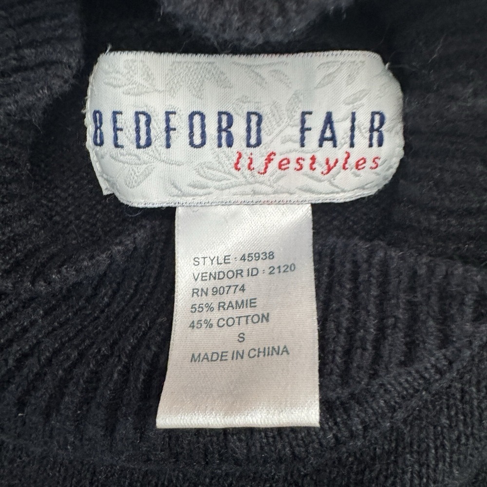 Bedford Fair Lifestyles Womens Sweater Small Black Mock Neck Geometric 45938 - Picture 8 of 12